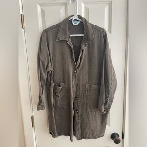 She + Sky Grey Shirt Jacket